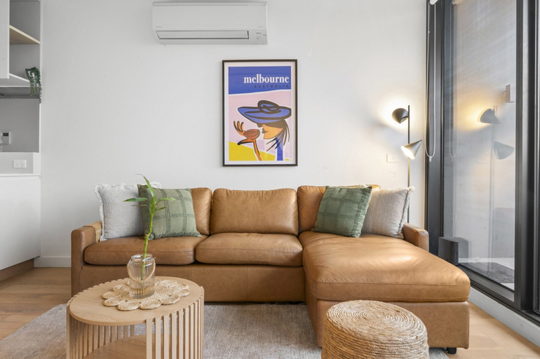 Living room 2, Bright 1-bed Stay Near Crown Melbourne, Melbourne