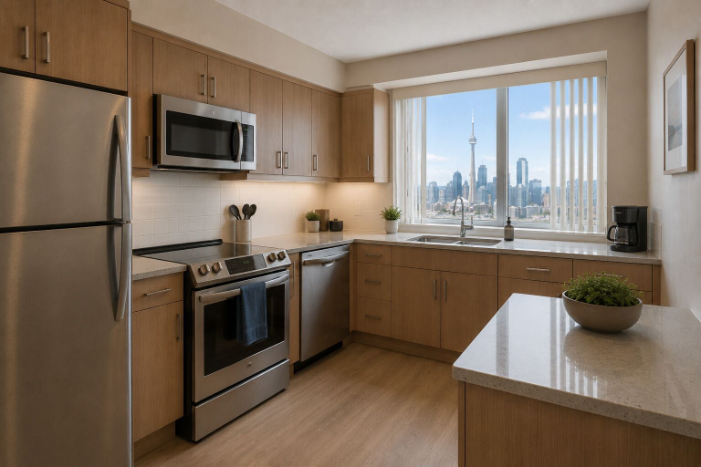 Private kitchen, Northvale Urban Suites, Toronto