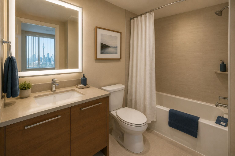Bathroom, Northvale Urban Suites, Toronto