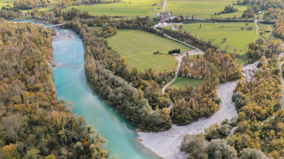 Aerial view 4, Soča Riverside Boutique stay, Tolmin