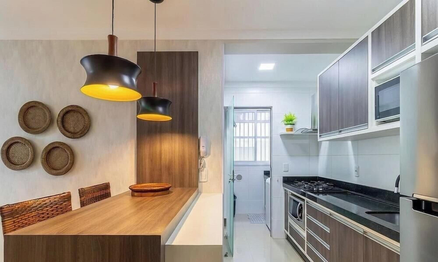 Private kitchen 2, Apt Sea View w/ BBQ in Bombinhas Arn0104, Bombinhas