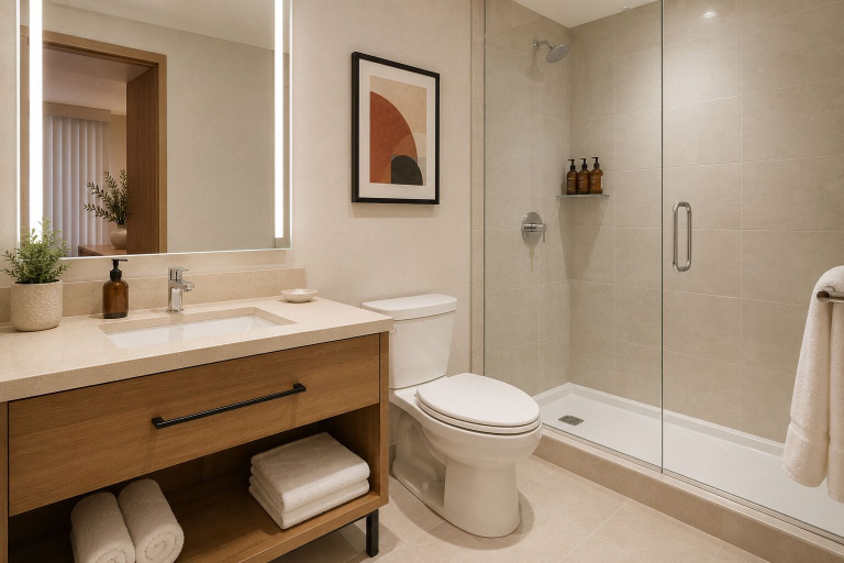 Bathroom, Solara Park Suites, Toronto