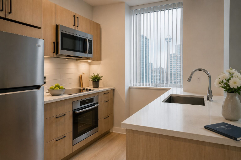 Private kitchen, Skyline Manor Hotel, Toronto