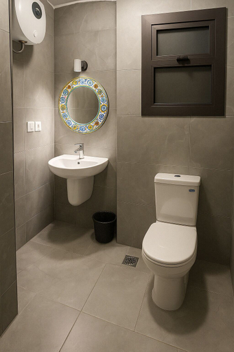 Bathroom, Beachfront Chalet in Porto Said With Pool, Al-Manasrah