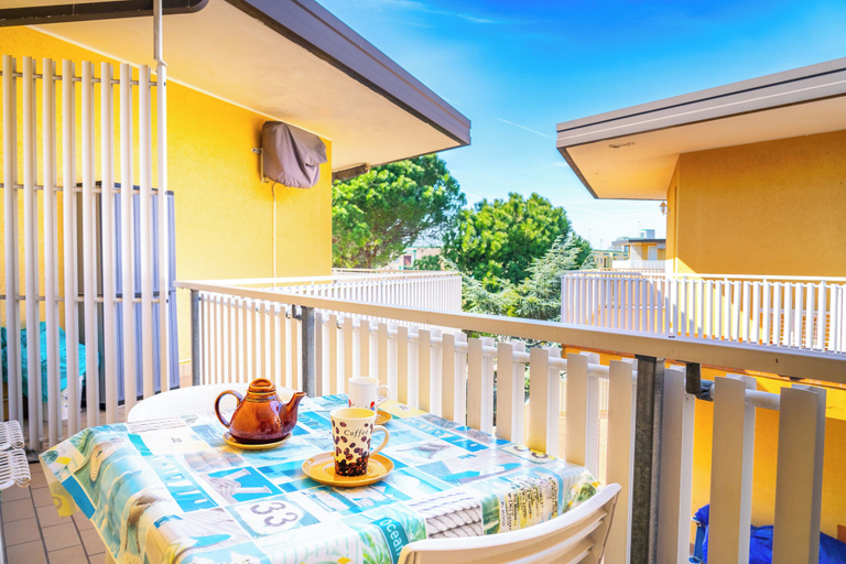 Balcony, Colourful Apartment With Terrace in Bibione, Venezia