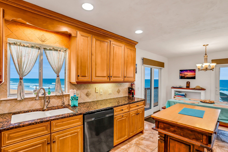 Private kitchen 3, Dog-friendly Beachfront Home With Beach Access, Deck, Fireplace, W/d, AC, Flagler