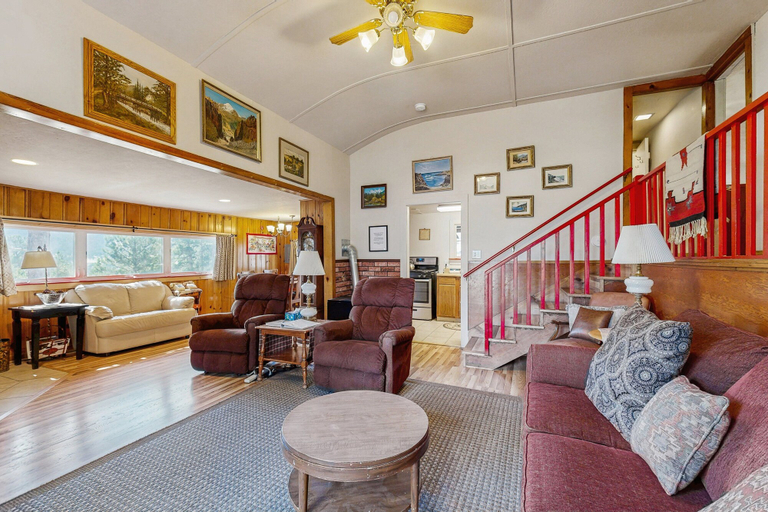 Interior, Cozy Cabin on 4 Acres With Kitchen & Furnished Deck, Lake Views, Larimer