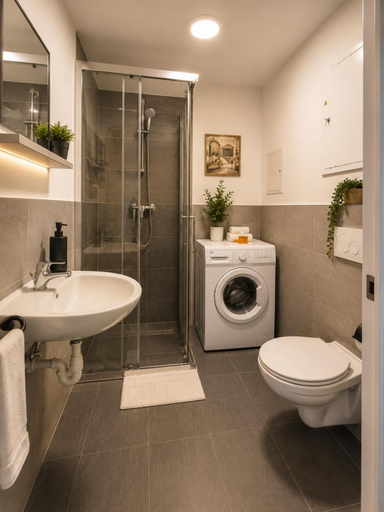 Bathroom, Hotel Modern Living Studio Kuche Netflix inklusive Top Lage, Nürnberg