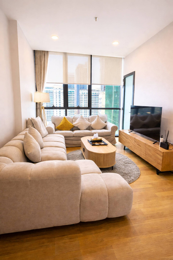 Living room 2, Luxury 1 Bedroom l BTS 2 Mins l Pool and Gym, Ratchathewi