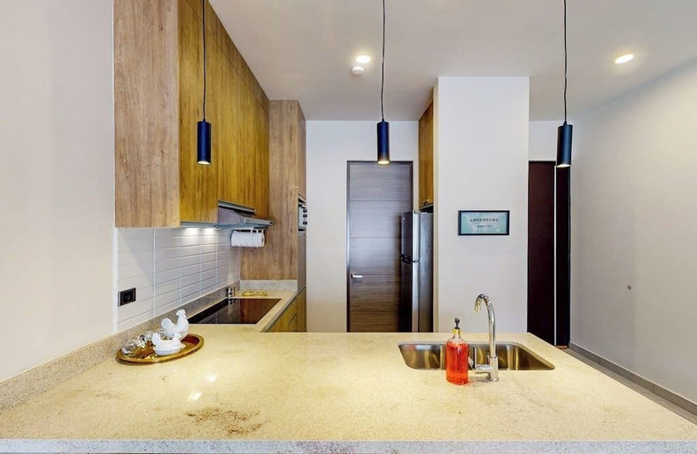 Private kitchen, Gorgeous Dog-friendly Apartment With Balcony, Open Layout, Heated Pool, & AC, La Paz