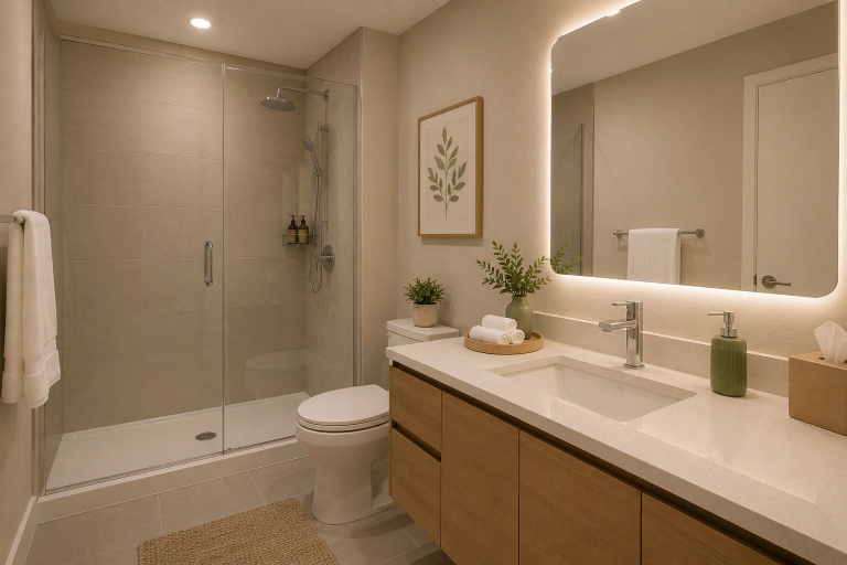 Bathroom, Cedar Grove Central Suites, Toronto