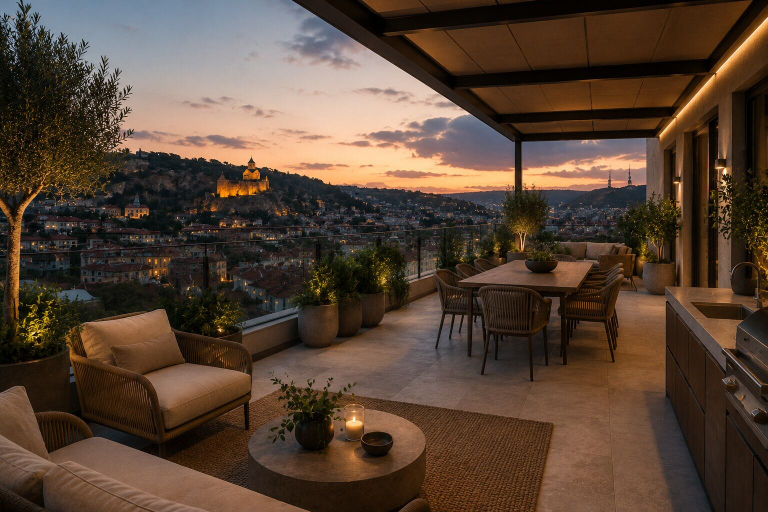 Outdoor dining, Sunset aparts, Tbilisi