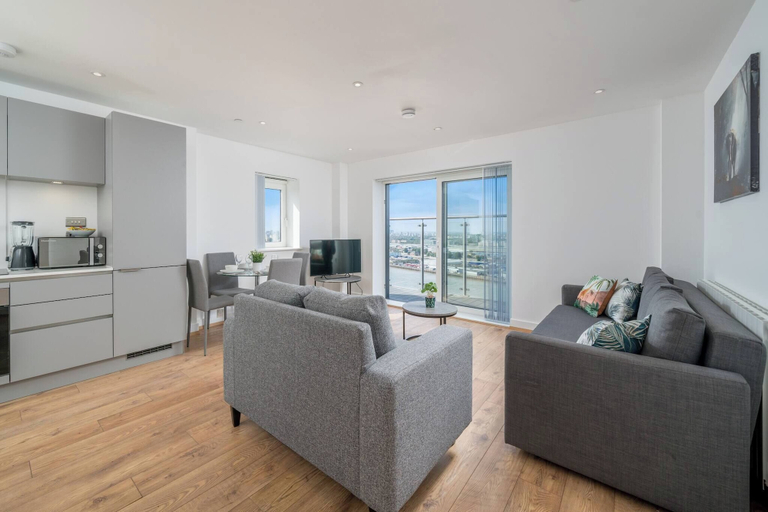 Living room 2, Skyvillion-apartments Near River Thames Excel & O2 Woolwich, London