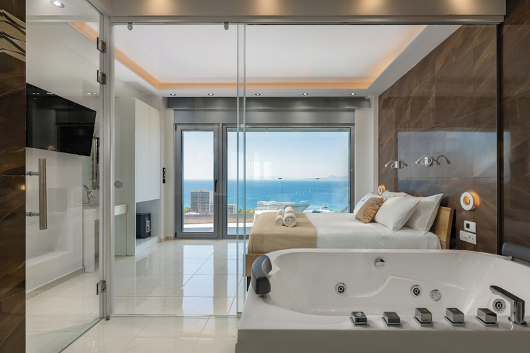 Bathroom 3, Rhodes Skyline Suite With In Door Jacuzzi Sea View, South Aegean