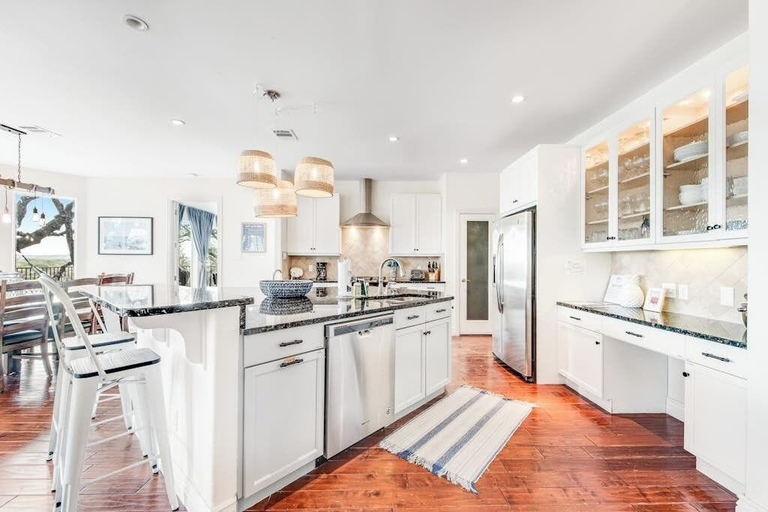 Private kitchen 3, Natural Cliffside Oasis With Impressive Views, Gas Fireplace and Dock, Travis