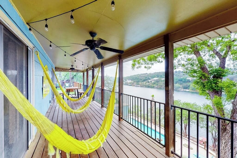 View from room 3, Mid-century Modern Lake House With Private Waterfront Pool & Boat Dock, Burnet