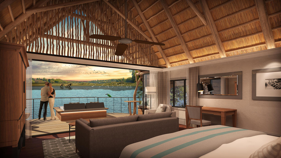 Bedroom, Chobe Water Villas, Kabe