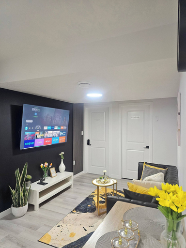 Living room 2, Modern 2BR Private Basement Suite Edmonton, Division No. 11