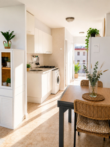 Private kitchen, Cala Pupi Terrace, Quiet, Cozy and Bright Accommodation, Tarragona