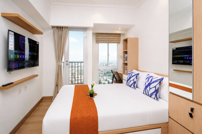 Bedroom 2, Comfort Minimalist Studio At Apartment Tokyo Riverside Pik 2, Tangerang