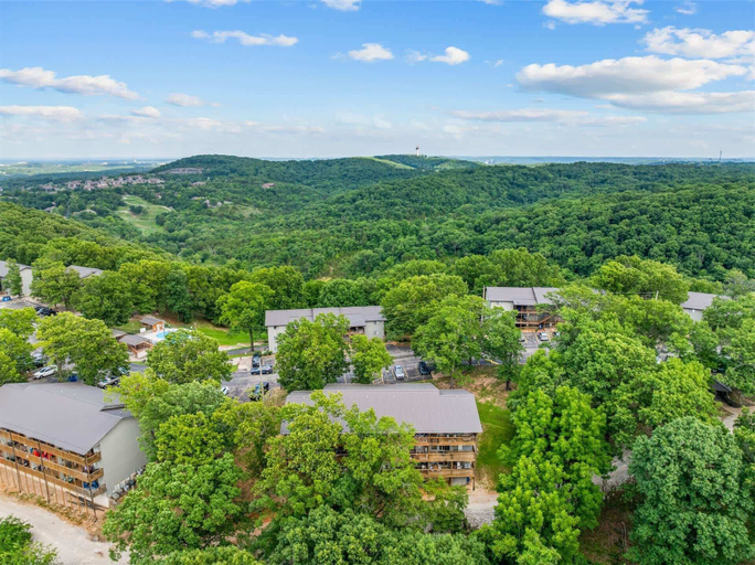 Aerial view, Ozark Mountain Getaway Balcony, Stone