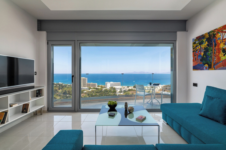 Living room 3, Rhodes Skyline Suite With out Door Jacuzzi Sea View, South Aegean