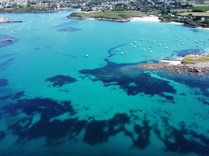 Aerial view 3, Ploudalmézeau House with Heated Pool, Finistère