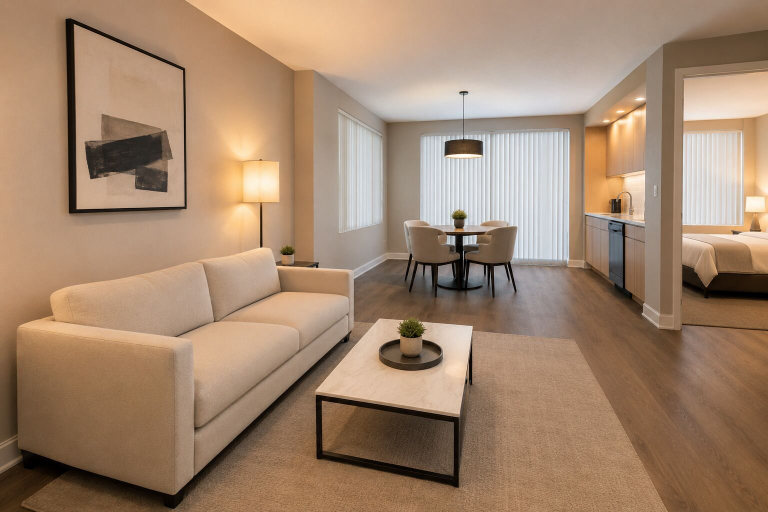 Living area, Jarvis Point Suites, Toronto