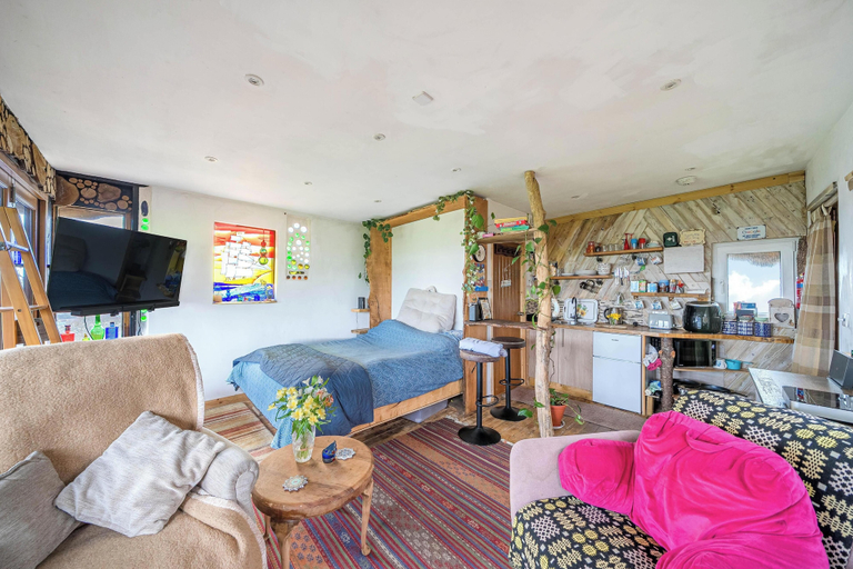 Living area, Cosy Rustic Cabin With hot tub and Country Views, Carmarthenshire