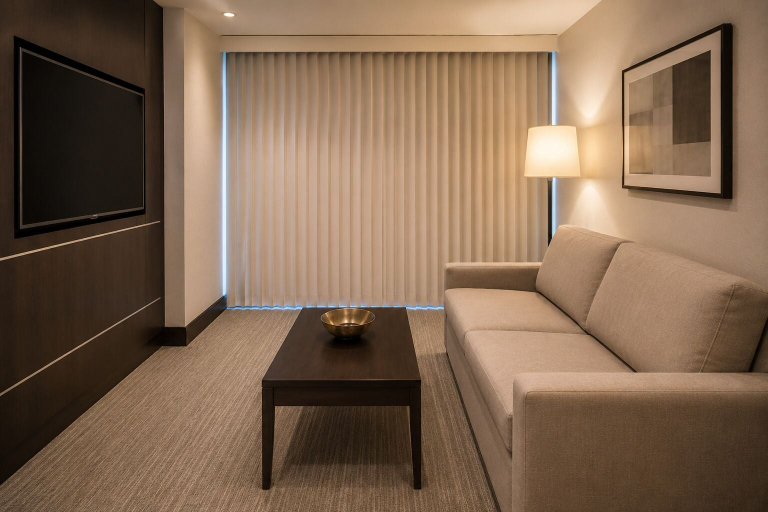 Living area, Alder & Pine Hotel, Toronto