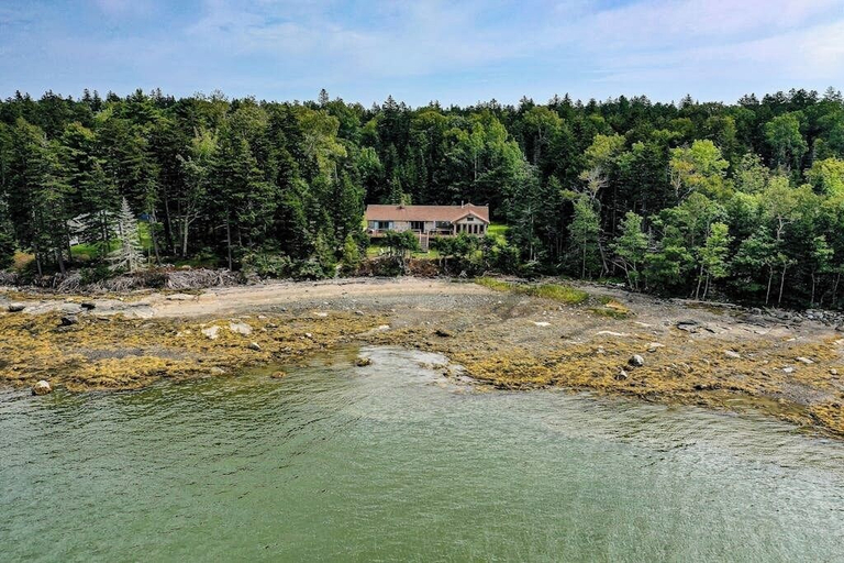 Aerial view 3, Renovated Oceanfront Home With Stunning View & Pebbly Beach - Snowbird-friendly, Knox