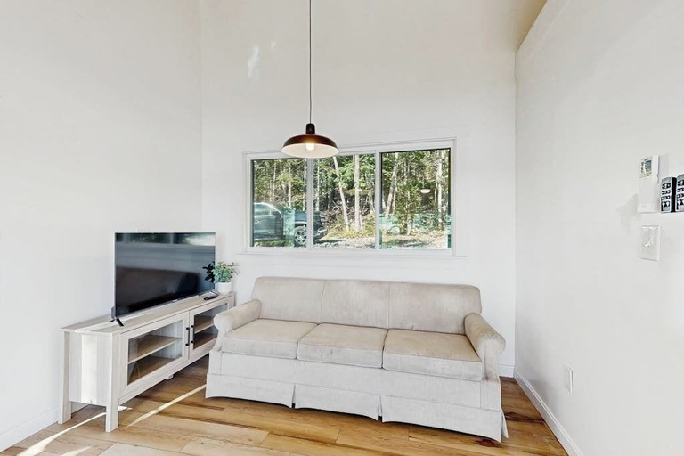 Living area, Modern Maine Cottage With River Views, Deck, and a Convenient Washer/dryer, Waldo