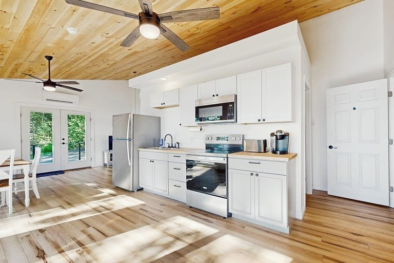 Private kitchen 3, Modern Maine Cottage With River Views, Deck, and a Convenient Washer/dryer, Waldo