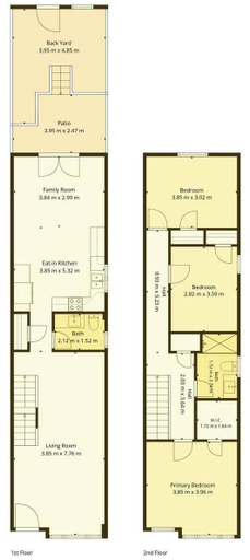 Floor plan, 2-story 3BR House, Backyard, Bbq, Piano, Toronto