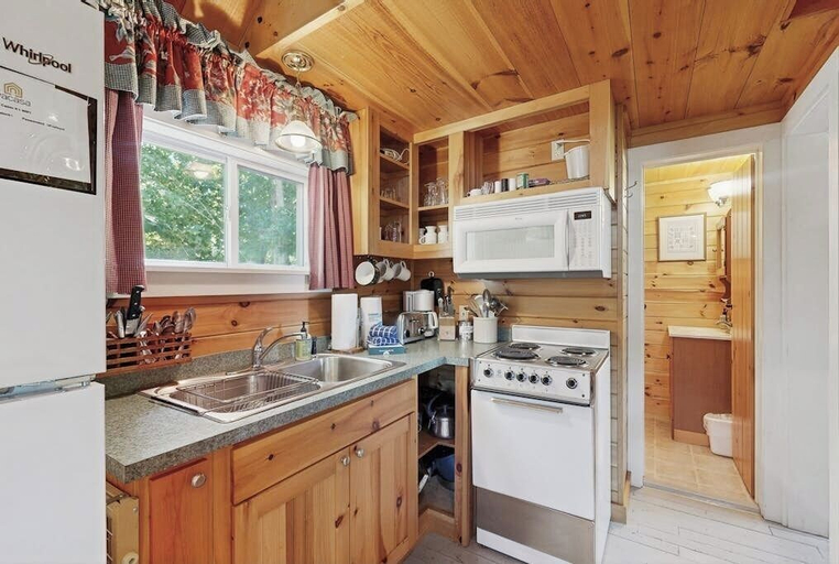 Private kitchen 3, Lakefront Cottage With Full Kitchen, Firepit, gas Grill, Wifi, a/c, Piscataquis