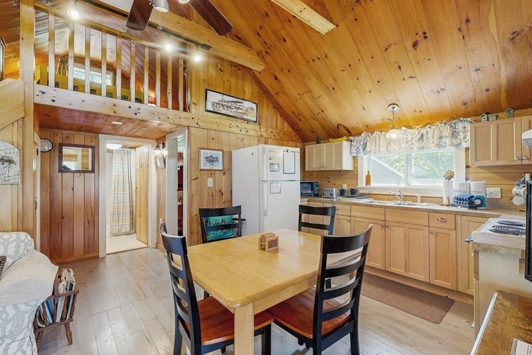 Private kitchen 3, Lakefront, Cabin-inspired Home With Firepit, Grill, & Screened Porch, Wifi, Piscataquis