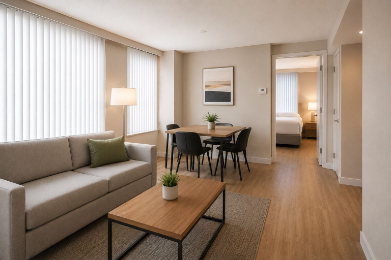 Living area, CN Tower Views - York Suites, Toronto
