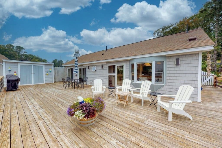 Exterior, Bayfront Cottage on Mill Cove w/ Private Dock & Furnished Deck - Walk Downtown, Lincoln