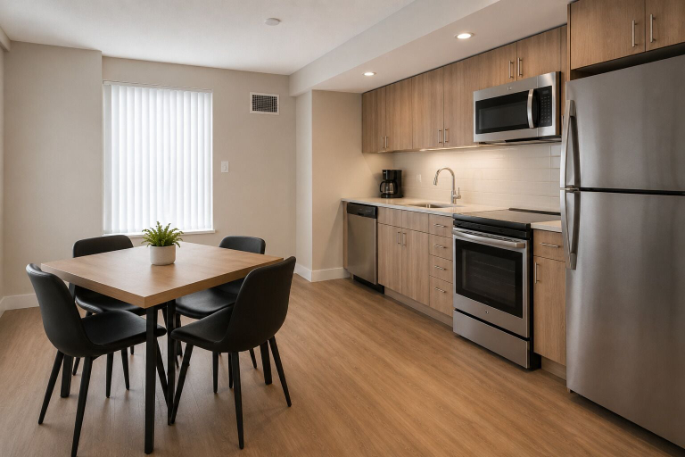 Private kitchen, CN Tower Views - York Suites, Toronto