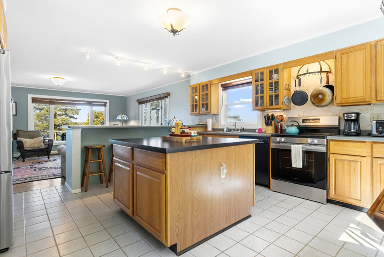 Private kitchen 3, Charming Home With Stunning bay Views, Sunroom, Gazebo, Deck, & Grill, Hancock