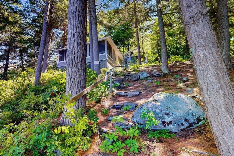 Exterior 3, Lakefront Cottage With Dock, Screened Porch, & Island in Biscay Pond, Lincoln
