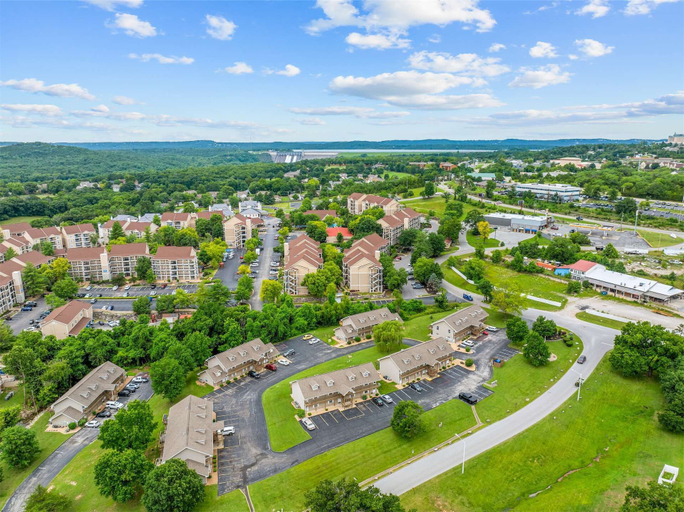 Aerial view, The Cozy Groves in Fall Creek, Taney