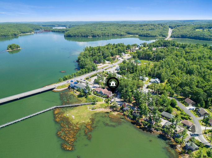 Aerial view 4, Mabel's Maine Studio on the River, Lincoln
