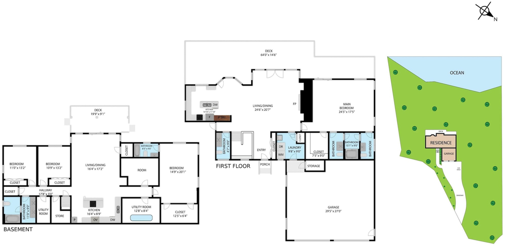 Floor plan, Comfortable Bayfront Home With Beautiful Views, Large Deck & On-site Tennis, Hancock