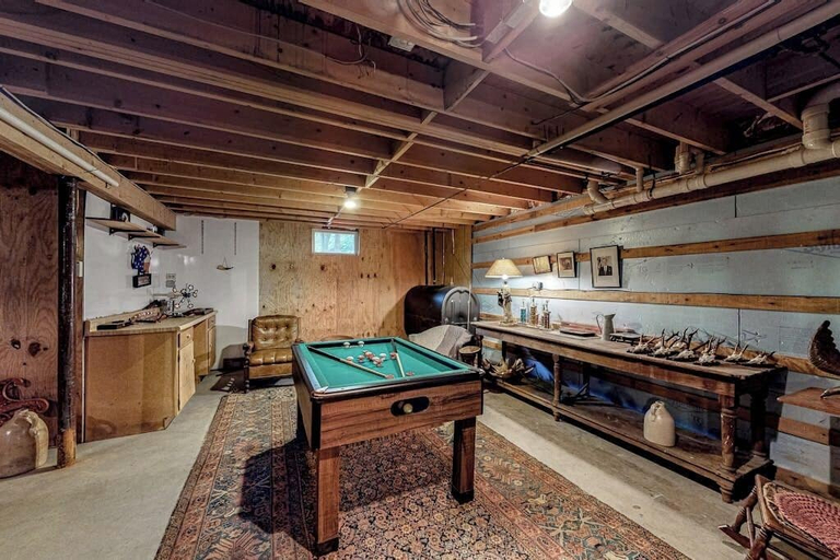 Game room, Waterfront Home on Moose River With Firepit, Porch, Pool Table, Great River View, Somerset
