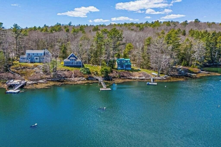 Aerial view, Charming Oceanfront Home With Stunning Water Views and Wifi, Sagadahoc
