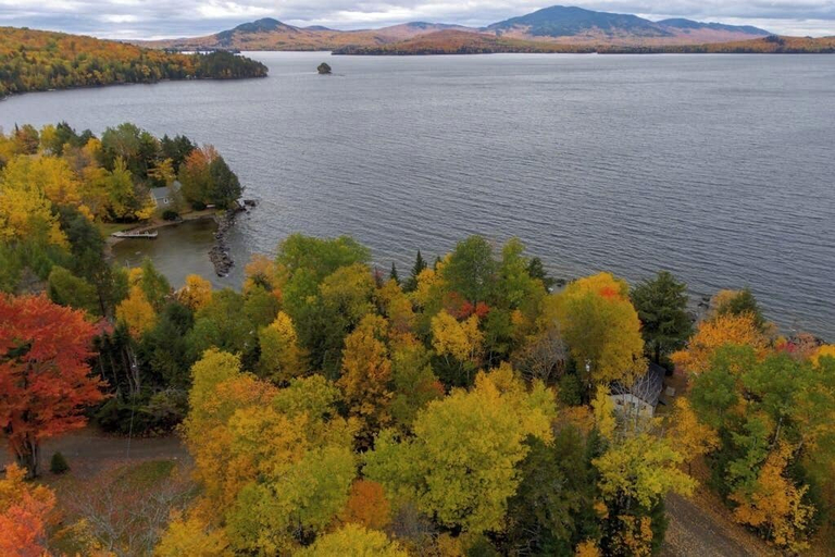 Aerial view 4, Cozy Lakefront Cottage With Dock, Mountain Views, Peaceful Location, Piscataquis