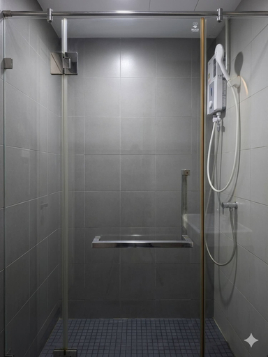 Bathroom 4, Modern Studio Pool View, King Bed, BTS Punnawithi, Bang Na