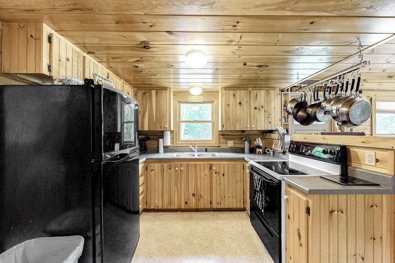 Private kitchen 3, Lakefront Cabin on First Roach Pond With Dock, Lake View & Firepit- Dog-friendly, Piscataquis