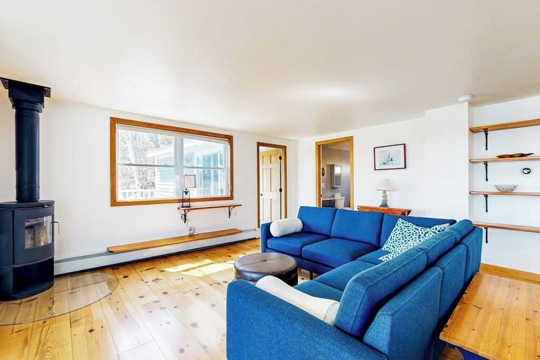 Living area 4, Dog-friendly River-view Home With Wood Stove, Deck, Patio, Dock, Beach, Grill, Lincoln